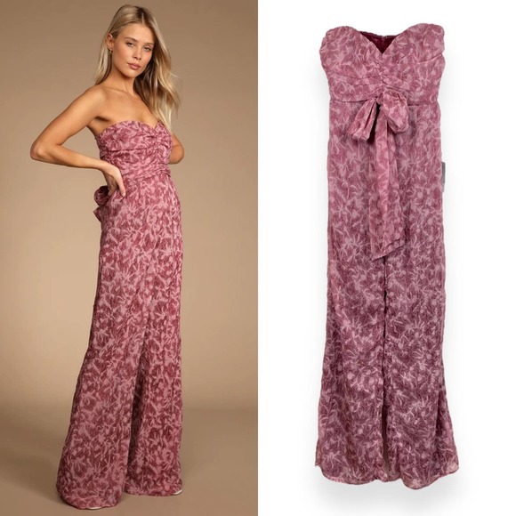 Lulu's Pink Strapless Jumpsuit - Picture 1 of 16